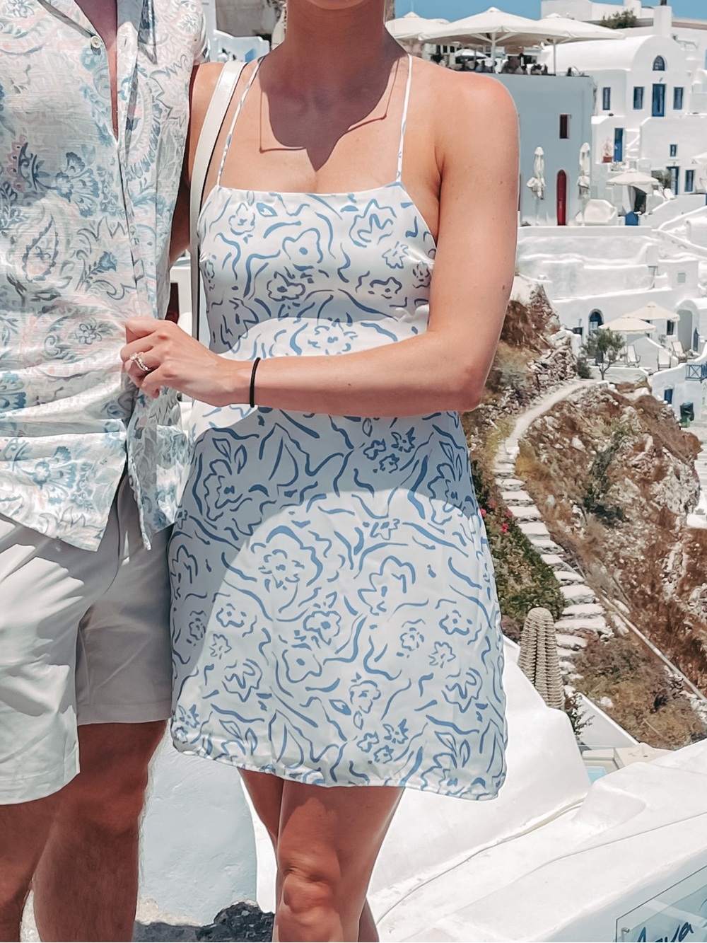 RESA White and Light Blue Floral Slip Mini Dress